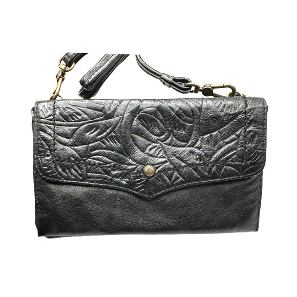 The Sak Black Etched Leather Mini Crossbody Purse Black NEW without Tags - Picture 1 of 5